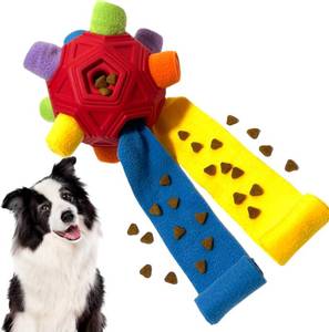 lot 8363 image: CIIVURR Snuffle Ball for Dog Toys Unbreakable Upgrade Ball Interactive Toy Foraging Snuffle Mat Puppy Treat Dispenser Slow Feeder Dog Puzzle Toys for Small, Medium, Large Pets (Red Rainbow)