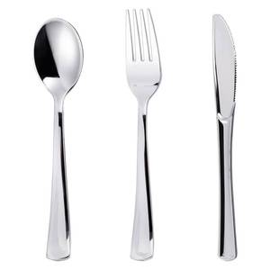 lot 8369 image: N9R 200 PCS Gold Plastic Silverware - Disposable Gold Plastic Silverware Cutlery Set, 100 Forks, 50 Spoons, 50 Knives for Party, Birthday, Wedding