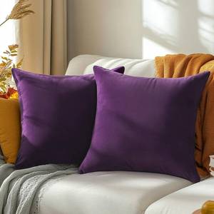 lot 8372 image: QUORGVES Purple Velvet Pillow Covers 22x22 Inch Set of 2, Soft Solid Decorative Square Throw Pillow Covers, Decor Cushion Covers for Bed Sofa Couch Bedroom Living Room
