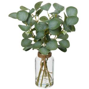 lot 8382 image: Briful Artificial Eucalyptus Stems in Glass Vase with Faux Water, 14 Fake Plant Eucalyptus Leaves for Home Bathroom Office Farmhouse Wedding Centerpiece Decor