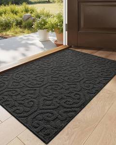 lot 8386 image: DEXI Front Door Entryway Mat Non Slip, 17x30 Washable Inside Entrance for House Floor Low Profile, Thin Entry Doormat Absorbent Dirt Trapper, Dark Grey