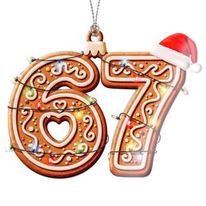 lot 8408 image: Gingerbread Number Ornament - 67 Cookie Christmas Lights Sweets Decor  Funny Age Gift Christmas Ornament 2025 - White Elephant Gifts - Xmas Tree Funny Decoration