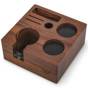 lot 8431 image: KNODOS Walnut Espresso Tamping Station 54mm for Breville Machines Espresso Accessories Organizer Tamper Distributor Portafilter Holder and Multi Accessory Storage