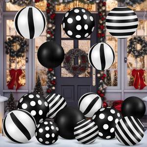 lot 8446 image: Jetec 10 Pcs 24 Inch 16 Inch Giant Inflatable Christmas Balls Ornaments Large PVC Inflatable Ball Decorations for Xmas Tree Holiday Yard Lawn Porch Outdoor(Black, White,Classic)