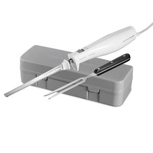 lot 8454 image: Hamilton Beach Electric Knife Set with Reciprocating Serrated Blades, Storage Case, Fork - For Carving Meats, Bread, Foam, More