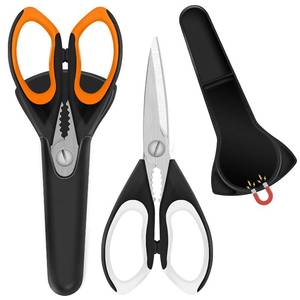 lot 8461 image: 2 Pack Sharp Kitchen Scissors Set with Magnetic Holder, Heavy Duty Kitchen Shears Meat Scissors, Multifunctional Stainless Steel Cooking Poultry Scissors for Household School Picnic