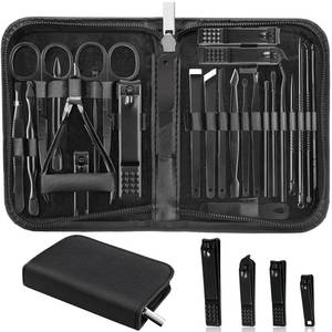 lot 8466 image: MINKINH Manicure Set Professional Nail Clipper Kit-26 Pieces Stainless Steel Manicure Kit,Nail Care Tools with Luxurious Travel Case Nail Grooming Kit Present for Men Husband Boyfriend Parent (Black)