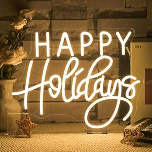 lot 8485 image: Horseneon Happy Holidays Neon Sign Merry Christmas Neon Signs for Wall Decor Christmas Tree Neon Light LED Sign with USB Powered for Party, Windows, Home Decor, Bedroom, Living room Warm