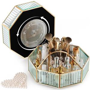 lot 8486 image: CoralHouse 360° Rotating Makeup Organizer Spinning Vanity Organizer with Makeup Brush Holder for Countertop, Bathroom Storage, Skincare, Perfume &amp Cosmetic Organizer for Vanity