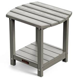 lot 8488 image: Ciokea Adirondack Outdoor Side Table, 2-Tier Sturdy Patio End Table Weather Resistant, Morden Side Table for Patio, Pool, Porch, Grey