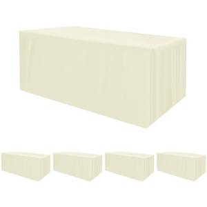 lot 8495 image: HolidayIdeas Fitted Table Covers for 6 Foot Tables - 72 x 30 Inch - 4 Pack Rectangle Butter Cream Tableclothes Fabric Tablecloth for Folding Table, Parties, Holiday Dinner, Wedding, Trade Show