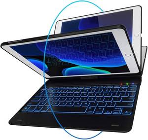 lot 8394 image: Rechargeable 360x Keyboard and Wireless Mouse for Apple iPad 5th Gen Black