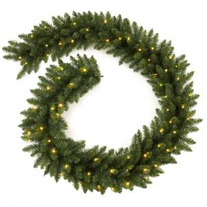 lot 1192 image: 9 FT Pre-lit Christmas Garland Holiday Artificial 50 Led Light for Stairs Wall Door Indoor Outdoor Garland with Battery Operated Timer, for Home Decorations Fireplaces