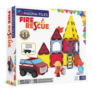 lot 1199 image: Magna-Tiles Fire Rescue 27-Piece Magnetic Construction Set, The Original Magnetic Building Brand MISSING PIECES