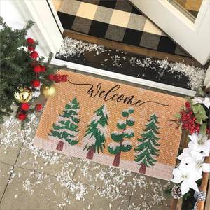 lot 1203 image: Bawnhaw Winter Welcome Mat Chirstmas Pine Doormat Outside Entrance, Outdoor, Indoor, Front Door, 30x17 Low-Profile Non-Slip Fade-Resistant Dirt-Trapping Thin Mat Cute Decor for Home, Porch, Garage