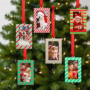 lot 1204 image: Marsui 12 Pcs Christmas Acrylic Photo Ornaments Hanging Picture Frame Ornaments for Christmas Tree 2 x 3 Inch Small Hanging Picture Frame for Xmas Tree Decoration Winter Holiday Gifts (Striped)