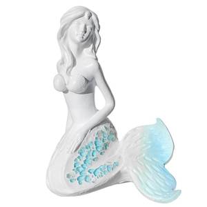 lot 1212 image: Zonling Mermaid Figurine - 4.4 Inch Blue Mosaic Tail Mermaid Statue, Beach Theme Home Decor for Living Room, Bathroom, Office Desk