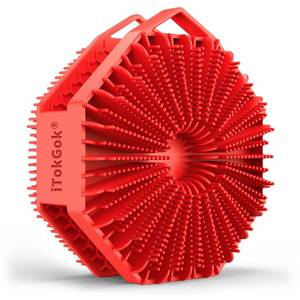 lot 1213 image: iTokGoK Silver-Infused 2-in-1 Silicone Body Scrubber, Double-Sided Design Body Brush Silicone Body Scrubber Exfoliating Body Brushes for All Skin for Showering, Lathers Well- Red