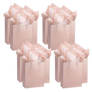 lot 1219 image: UNIQOOO 9.5 Rose Gold Pink Glitter Kraft Paper Gift Bags For Wedding  Thank You Bag Favor Bags For Bridal Shower, Baby Shower, Valentines Day, Holidays, Anniversaries, Parties
