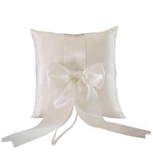 lot 1232 image: Sunshinesmile Bride Wedding Ring Pillow,Elegant Satin Ring Bearer Pillow with Large Decorative Bow for Wedding Ceremonies, Traditional Square Design 7.8 x7.8 (Bow, Ivory, Square)