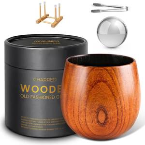 lot 1234 image: GENUINED Enlarged Charred Wooden Whiskey Glasses, Bourbon Gifts for Men, Anniversary Birthday Gifts, Old Fashioned Smoked Bourbon Drinking Glass(1 Pack)
