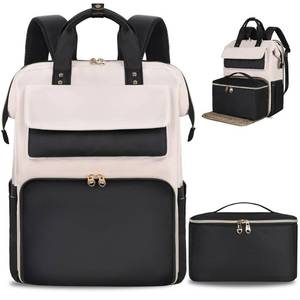 lot 1248 image: BERTASCHE Lunch Backpack for Women, 15.6 Inch Laptop Backpack with Insulated Cooler Lunch box, Work Backpack for Teacher Nurse Travel College Picnic, Black-Beige