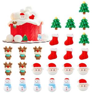 lot 1251 image: Ercadio Resin Christmas Cupcake Toppers 2D Santa Claus Snowman Christmas Tree Cake Picks for Christmas Baby Birthday Decors Xmas Holiday Eve Party Cupcake Decorations