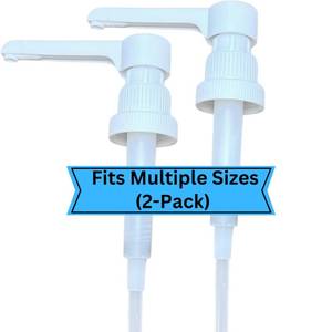 lot 1253 image: Dual Fitting Pump Dispenser for Gallon Jugs and Smaller Bottles (8cc Each PumpFits 28-400 and 38-400) Leak Proof for Household and Commercial Use, Plastic Pump for 1 Gallon Jug - BPA Free (2-Pack)