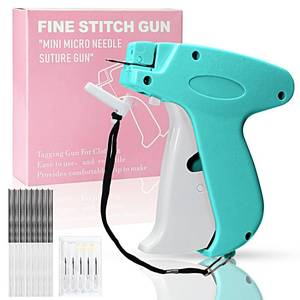 lot 1254 image: Stitch Gun for Clothes Handheld Stitch Gun Quick Clothing Fixer Sewing Kit Includes 1,000 Black Fasteners &amp 1,000 White Fasteners &amp 6 Needles (Blue)