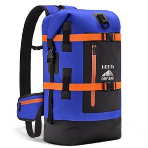 lot 1270 image: HEETA Dry Bags Waterproof Backpack 40L for Men & Women, Roll Top Heavy Duty Cushioned Hiking Backpack for Kayaking Boating Paddle Boarding Travel Camping Beach Vacation Cruise Ship Essentials, Blue