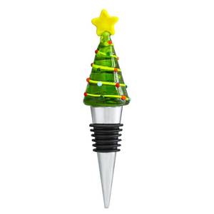 lot 1276 image: 4.5 Glass Christmas Tree Wine Stoppers Reusable Bottle Stoppers for Wine Bottles Beverage Decorations Xmas Party Favors Art Decor