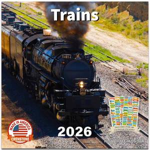 lot 1289 image: Trains Calendar 2026 - Deluxe 2026 Railroad Wall Calendar Bundle with Over 100 Calendar Reminder Stickers (Steam Train Gifts, Office Supplies)  Made In The USA
