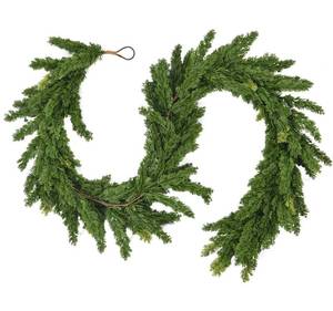 lot 1311 image: 6.2FT Christmas Cedar Garland Artificial Real Touch Greenery with Thick and Lush Soft Pine Needles, Realistic Faux Green Garlands for Mantle Fireplace Table Indoor Outdoor Christmas Decorations
