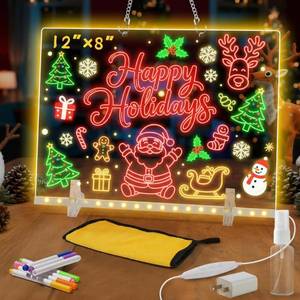 lot 1318 image: Lumiboard LED Drawing Board, LED Note Board, Acrylic Dry Erase Glowboard with 4 Modes & 7 Colors Light, Include Adapter, Led Doodle Board for Kids, Halloween or Christmas Decorations (Small)