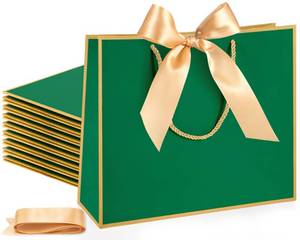 lot 1319 image: Silkfly Thank You Gift Bags with Handle 12x10x4 Welcome Return Gifts Bag with Bow Ribbon for Wedding Bridesmaid Baby Shower Birthday Housewarming Employee Appreciation Day(Dark Green,12 Pcs)