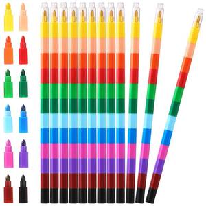 lot 1321 image: Leinuosen 24 Pieces Colorful Stacking Crayons Stackable Buildable Crayons for School Office Supplies, 12 Colors