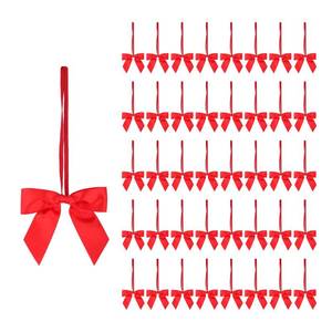 lot 1323 image: Meseey 50pcs 3 Inch Stretch Elastic Loops with Pre-Tied Red Ribbon Bows for Gift Wrapping,Baby Showers, Weddings, Christmas Boxes (3, Red)