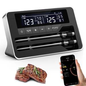 Meat Thermometer Wireless with 2 Probes, 800FT Bluetooth Digital Thermometer with Smart APP, Temp Precise Improved by 100%, Instant Read Food Thermometer with Alerts for Oven Smoker BBQ Grill