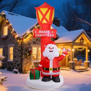 lot 1332 image: ZaaYee 8FT Christmas Inflatable Yard Decoration, Giant Blow Up Lighthouse with Santa and Redbird with Built-in LED Lights for Front Door Lawn Garden Holiday Display Indoor Outdoor Decor