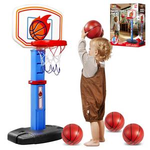lot 1370 image: JOYIN Toddler Basketball Hoop Indoor, Adjustable Basketball Goal for Kids with 4 Balls, Game Toys for Playroom Pool Outdoor, Birthday Gift for Baby Boys Girls Age 1 2 3 4 - Air Pump Included