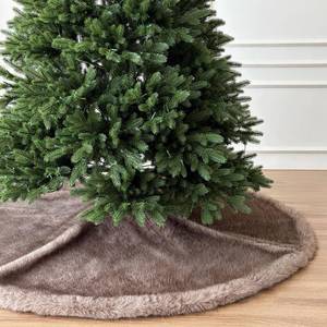 lot 1377 image: Starry Dynamo 60-Inch Huntsman High-Pile Faux Fur Christmas Tree Skirt with Hidden Slide Clasp Closure and Durable Microfiber Backing, Silver Fox