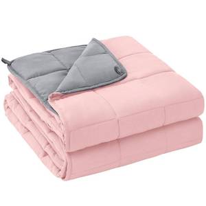 lot 1386 image: yescool 20lbs Pink Grey Weighted Blanket for Adults 60x80, Cooling, Heavy, Breathable with Glass Beads, Queen Size, Machine Washable