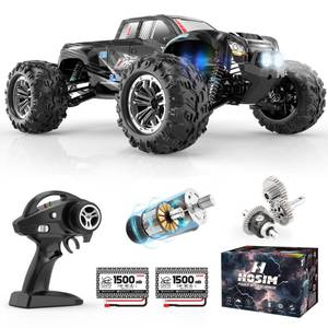 Hosim RC Cars, 1:10 Scale 48+ KMH Remote Control Car for Adults Boys, 4X4 Off-Road RC Truck with Headlights, All Terrains Waterproof Hobby Grade Large Fast Racing Toy Gift Monster Trucks