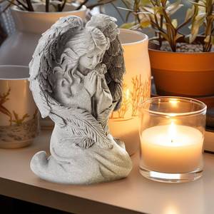 lot 1398 image: INLOMEM Praying Angel Figurine, Sculpted Hand-Painted Figurine, Angel Wings Statue for Home Decor or Garden, First Communion Gifts for Girls, Religious Gifts for Women (Gray)