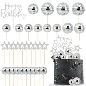 lot 1405 image: 33PCS Disco Ball Cake Topper, 1970s Disco Ball Cake Picks Dance Party Supplies,Small Disco Balls Cake Decorations for Disco 70s Theme Party