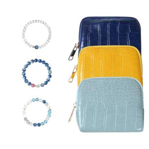 lot 1416 image: New Travel Jewelry Case, Jewelry Travel Case for Women, Small Jewelry Travel Case for Crystal Bracelets, Rings, Bangles with Smooth Metal Zipper, Elegant Jewelry Storage Pouch for Journey, Ice Blue