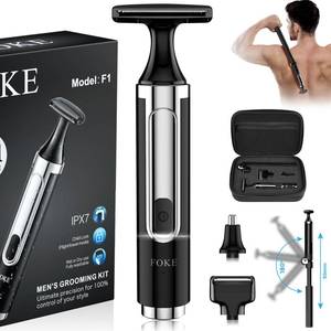 lot 1423 image: FOKE Back Shaver for Men, Ultra-Wide 1.8 T-Shaped Head, Includes Travel Case, Mens Back Shaver Rechargeable with Long Handle, Safety Lock, Waterproof IPX7, Multi-Functional Body Hair Trimmer,(Black)