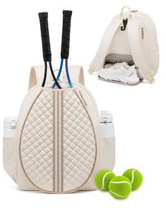 lot 1425 image: Sucipi Professional Tennis Bag with Shoes Compartment, Stylish Quilted Tennis Backpack, Water Resistant Tennis Racket Bag for Women Men, Suitable for Tennis, Pickleball and Badminton