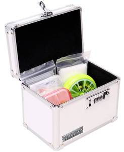 lot 1437 image: Medicine Lock Box wCombination Lock - 5 x 7 x 5 Cabinet Safe, White