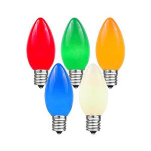 lot 1443 image: Novelty Lights Ceramic Christmas Replacement Bulbs - Outdoor Individual Bulbs for Events, Holiday Parties, Patios, and More - C7E12 Candelabra Base, 5 Watt Lights (Multicolor, 25 Pack)